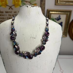 Regency purple & aurora borealis rhinestone choker vintage 1950s